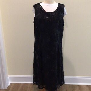 Vintage 1920 Lilly & Taylor black lace midi flapper dress